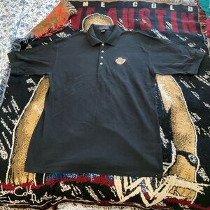 Vintage Black Polo Shirt with Embroidered Logo